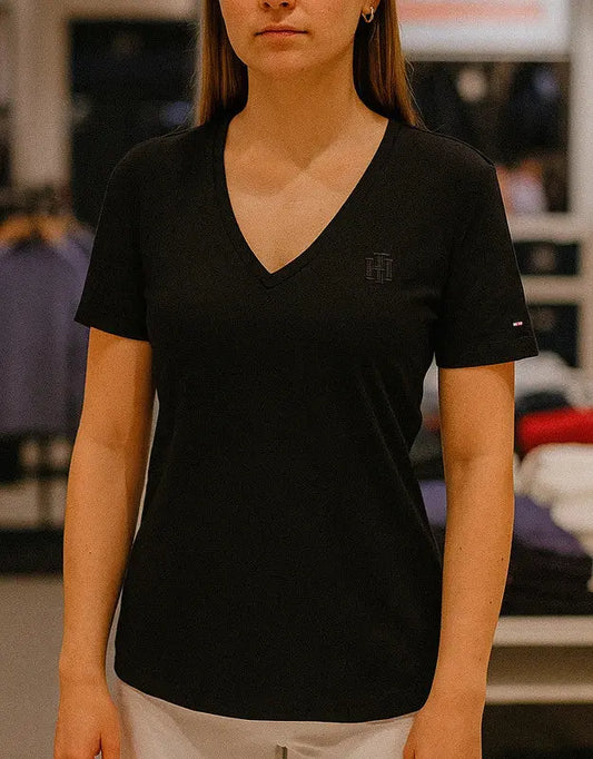 T-shirt Tommy Hilfiger Femme Noir – RELAYED MODAL VNK TOP taille S IMPOSE TON STYLL