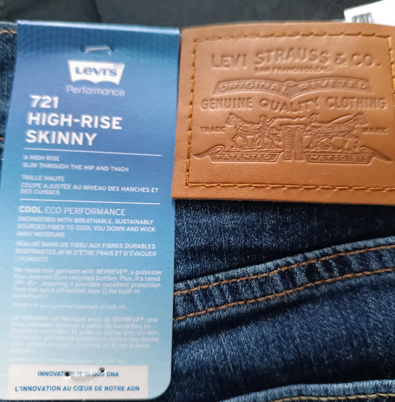 Jean Femme Levi’s 721 High Rise Skinny – Taille Haute, Denim Stretch taille W27