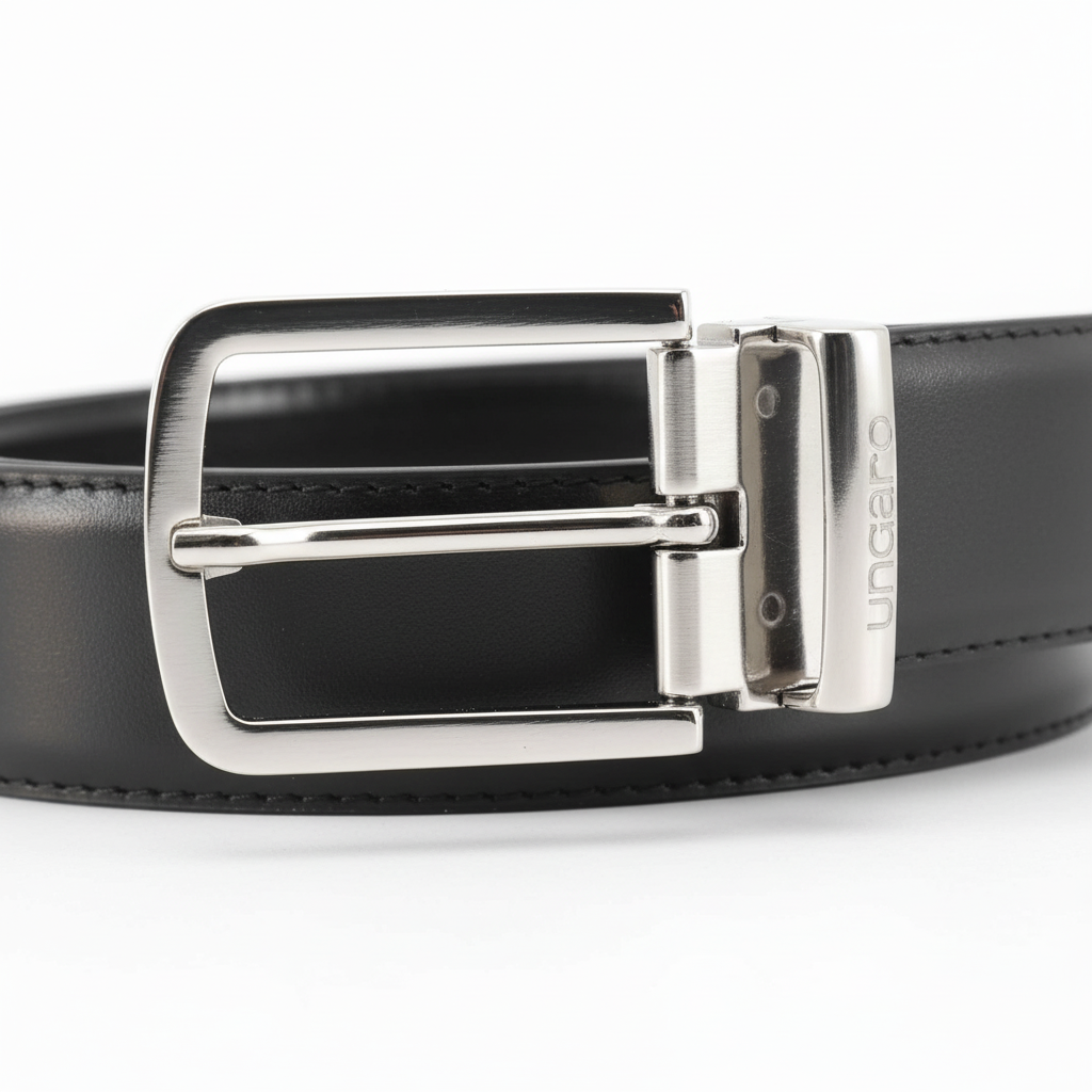 Ceinture Cuir Homme Ungaro Made in Italy - Noir Classique - IMPOSE TON STYLL