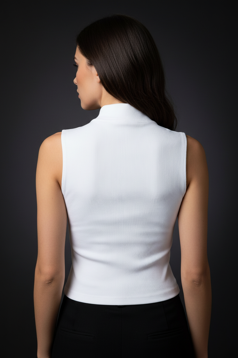 Calvin Klein Jeans top côtelé blanc - vue dos