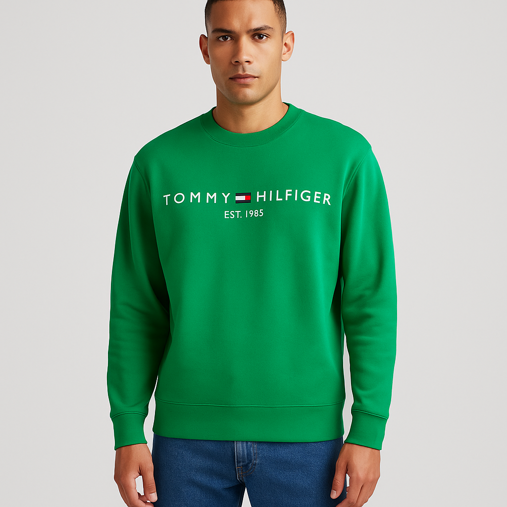 Vue de face sweat Tommy vert