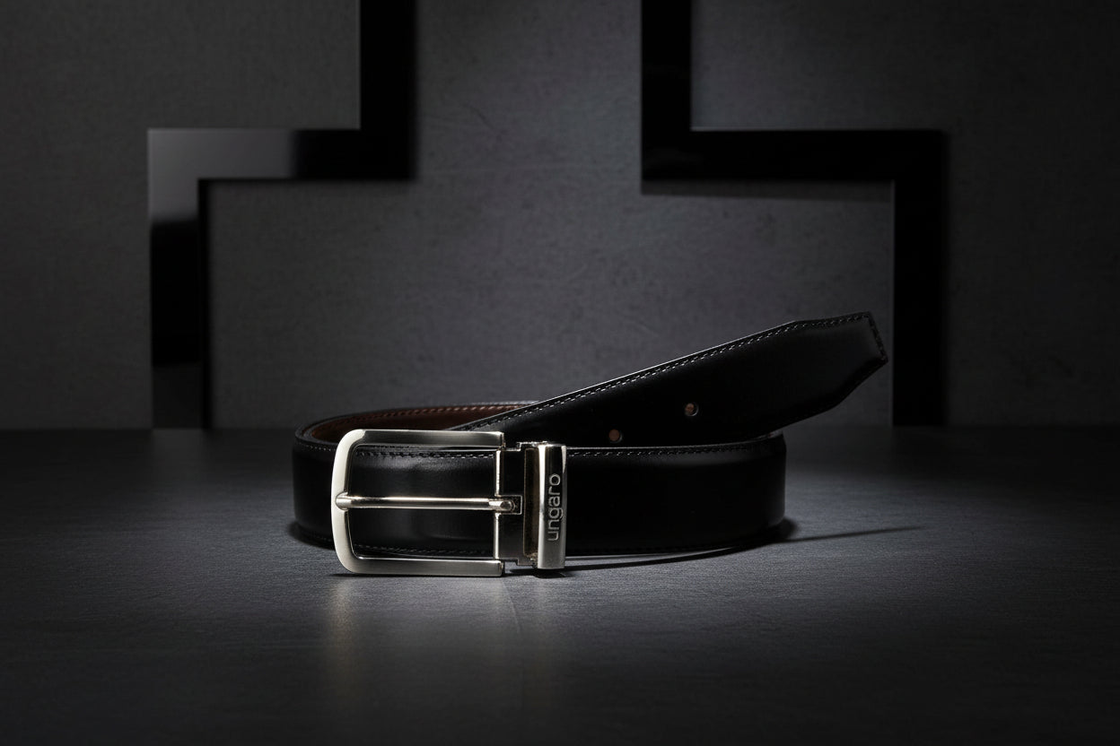 Ceinture Ungaro Homme Cuir Italien Noir - Élégance Intemporelle Made in Italy - IMPOSE TON STYLL