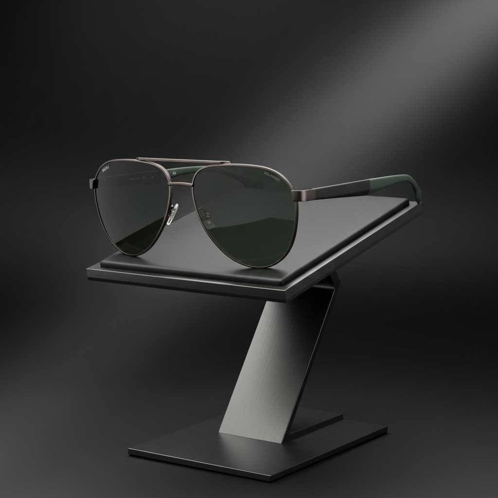 Lunettes de Soleil Aviateur Hugo Boss 1485S - Monture Gunmetal Verres Verts - IMPOSE TON STYLL