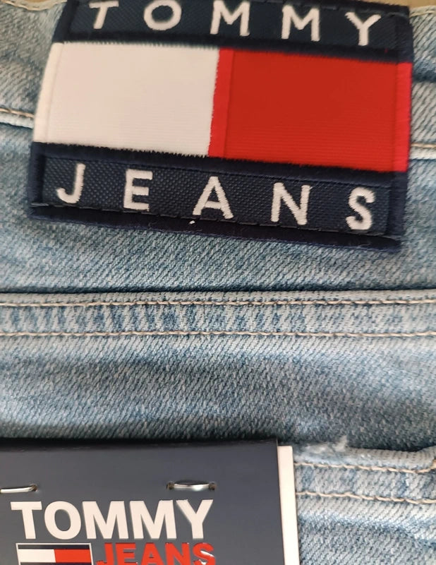 Jean Tommy Hilfiger Femme Bleu Clair Taille Haute Coupe Droite Ankle taille W27