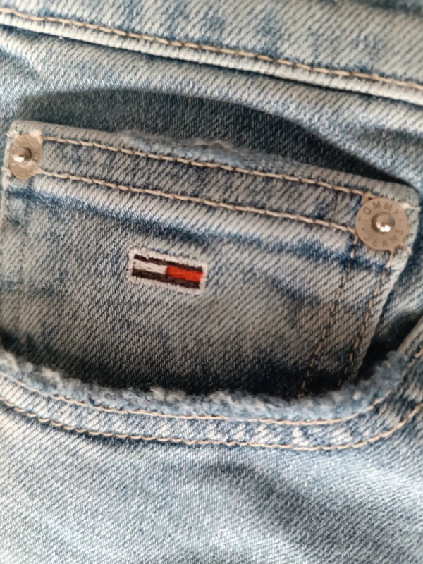 Jean Tommy Hilfiger Femme Bleu Clair Taille Haute Coupe Droite Ankle taille W27