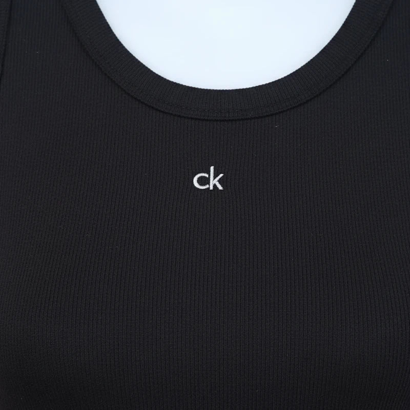 Calvin Klein — CK Emb Graphic Slim Rib Tank | Noir Calvin Klein