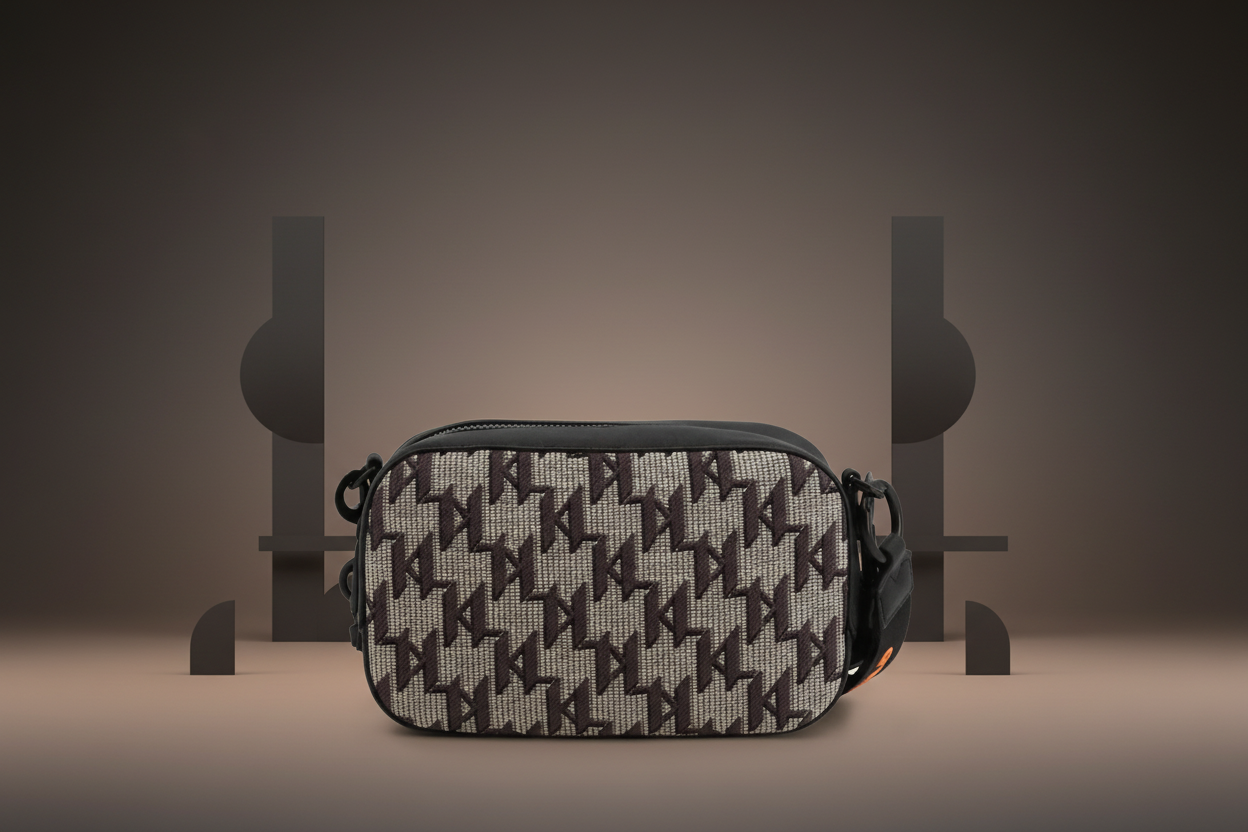 Sac Bandoulière Karl Lagerfeld Femme - Coton Premium Gris et Noir Karl Lagerfeld