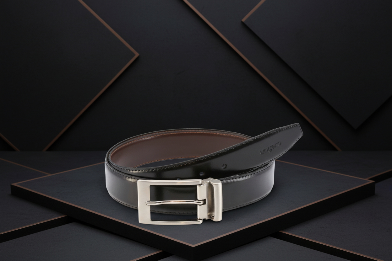Ceinture Ungaro Homme Cuir Italien Noir - Élégance Intemporelle Made in Italy - IMPOSE TON STYLL