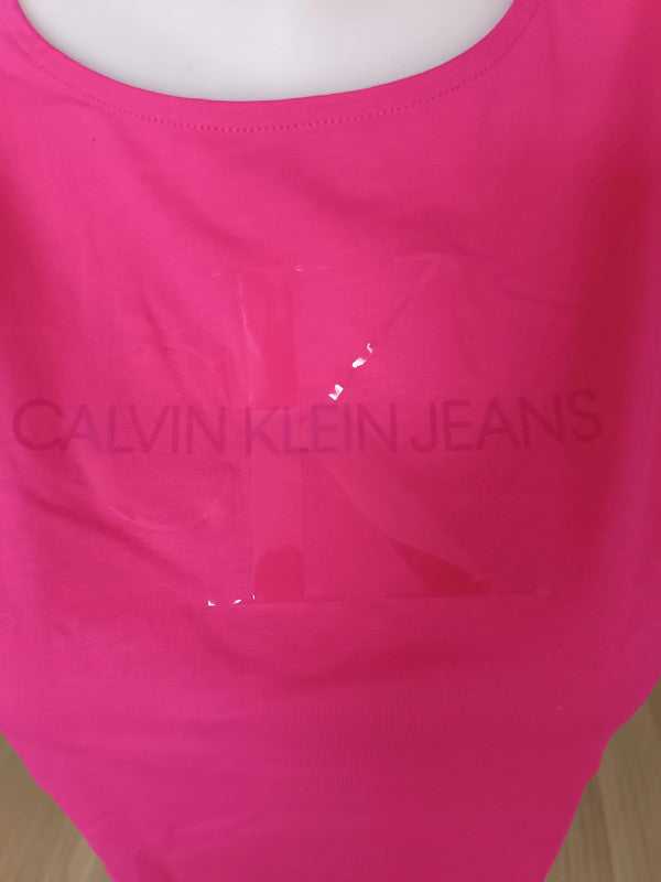 Débardeur Slim Calvin Klein Femme – Coton Régénératif Blanc à Logo Monogramme taille M