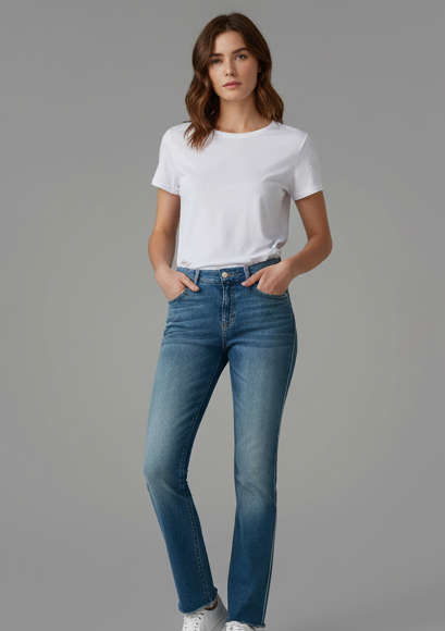Jean Calvin Klein Droit Ombré - Coupe Straight & Taille Mi-Haute taille W26