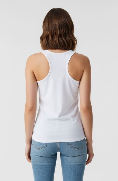 Débardeur Slim Femme Calvin Klein Blanc – Coton Régénératif, Coupe Ajustée taille L