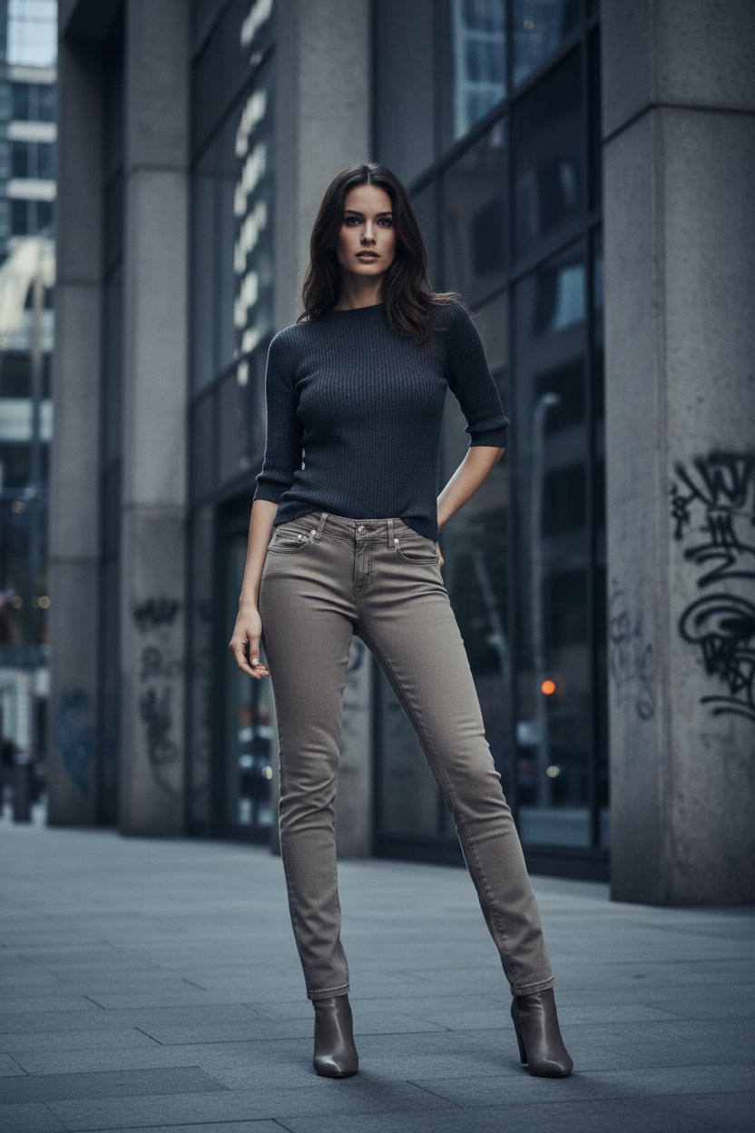 Jean Femme Jacob Cohen Jocelyn Straight Gris Anthracite - Made in Italy - IMPOSE TON STYLL