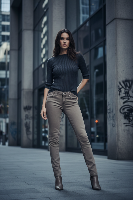 Jean Femme Jacob Cohen Jocelyn Straight Gris Anthracite - Made in Italy - IMPOSE TON STYLL