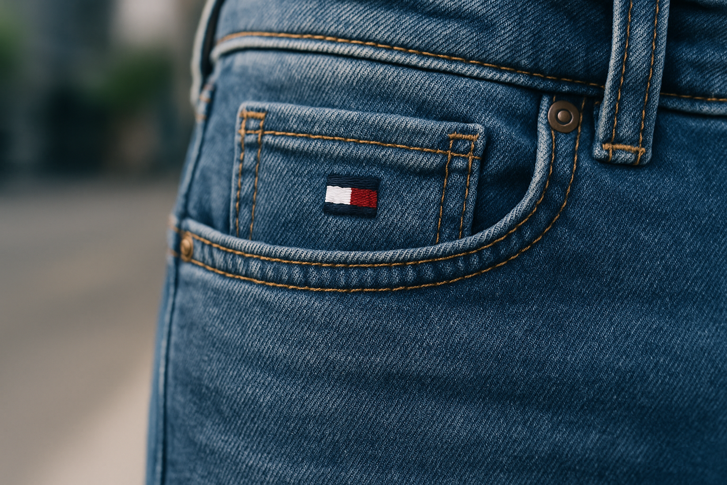 Détail logo Tommy sur poche