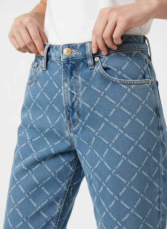 Jean Tommy Jeans Mom Fit Motif Matelassé - Bleu Clair W27 L32