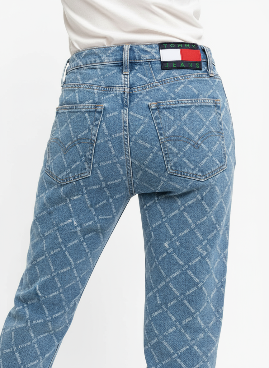 Jean Tommy Jeans Mom Fit Motif Matelassé - Bleu Clair W27 L32