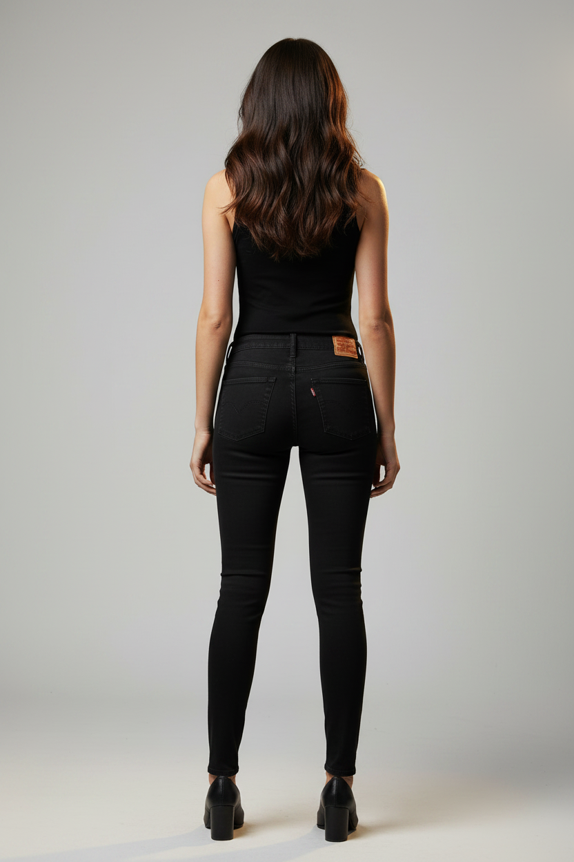 Levi's 711 Skinny Stay Dark jean noir femme – vue dos