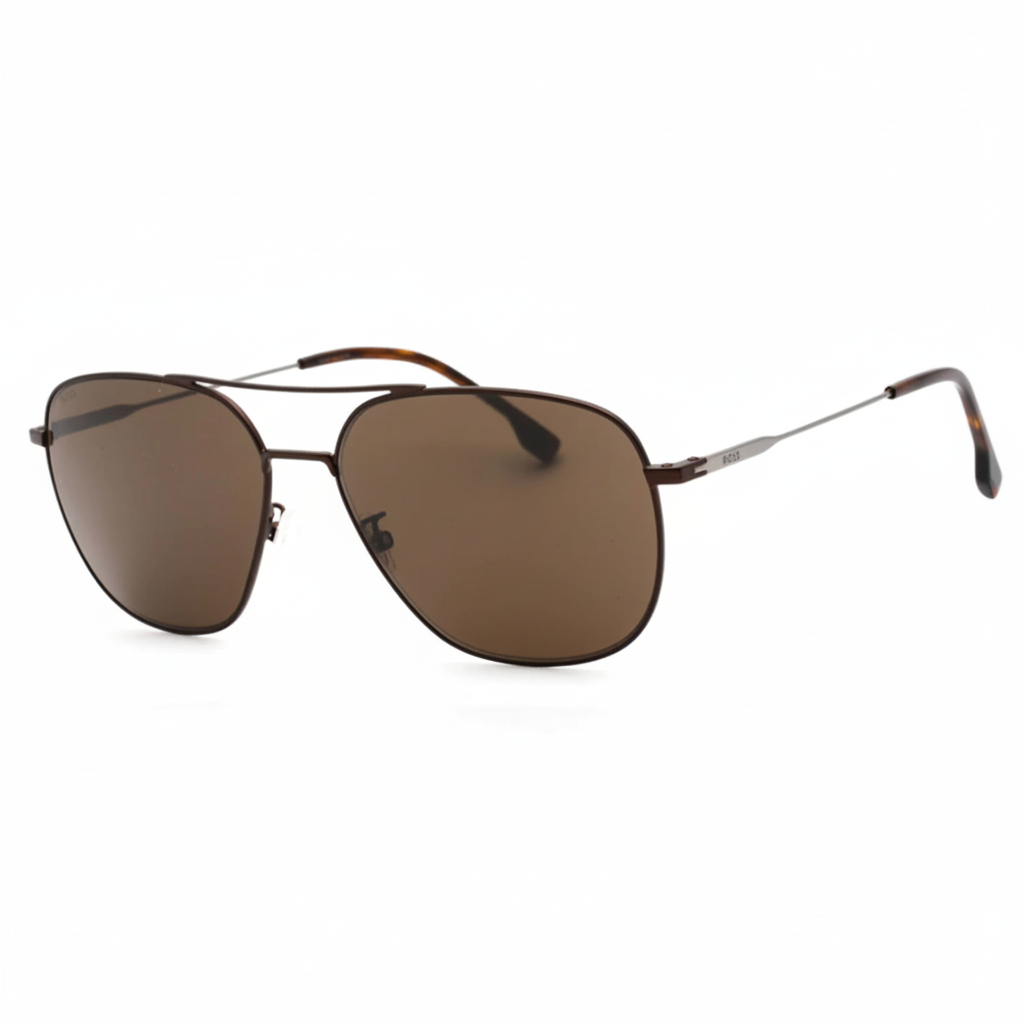 Lunettes de soleil aviateur Hugo Boss monture métal marron - vue produit