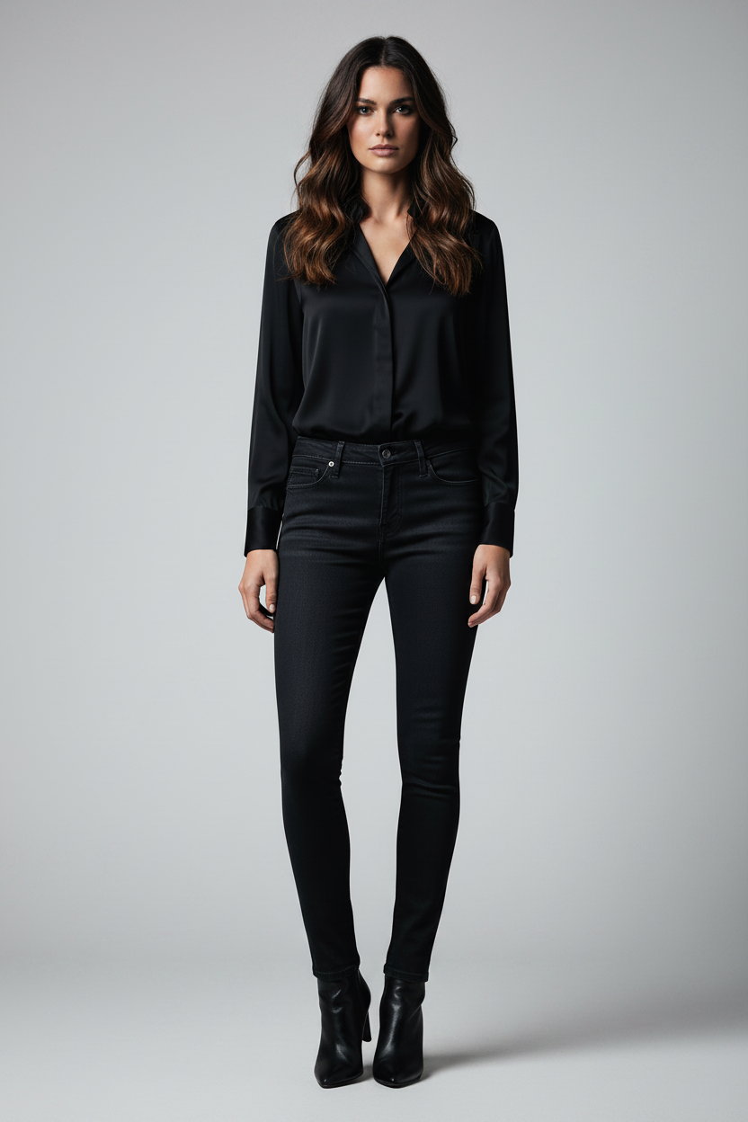 Levi's 711 Skinny Stay Dark jean noir femme – vue face