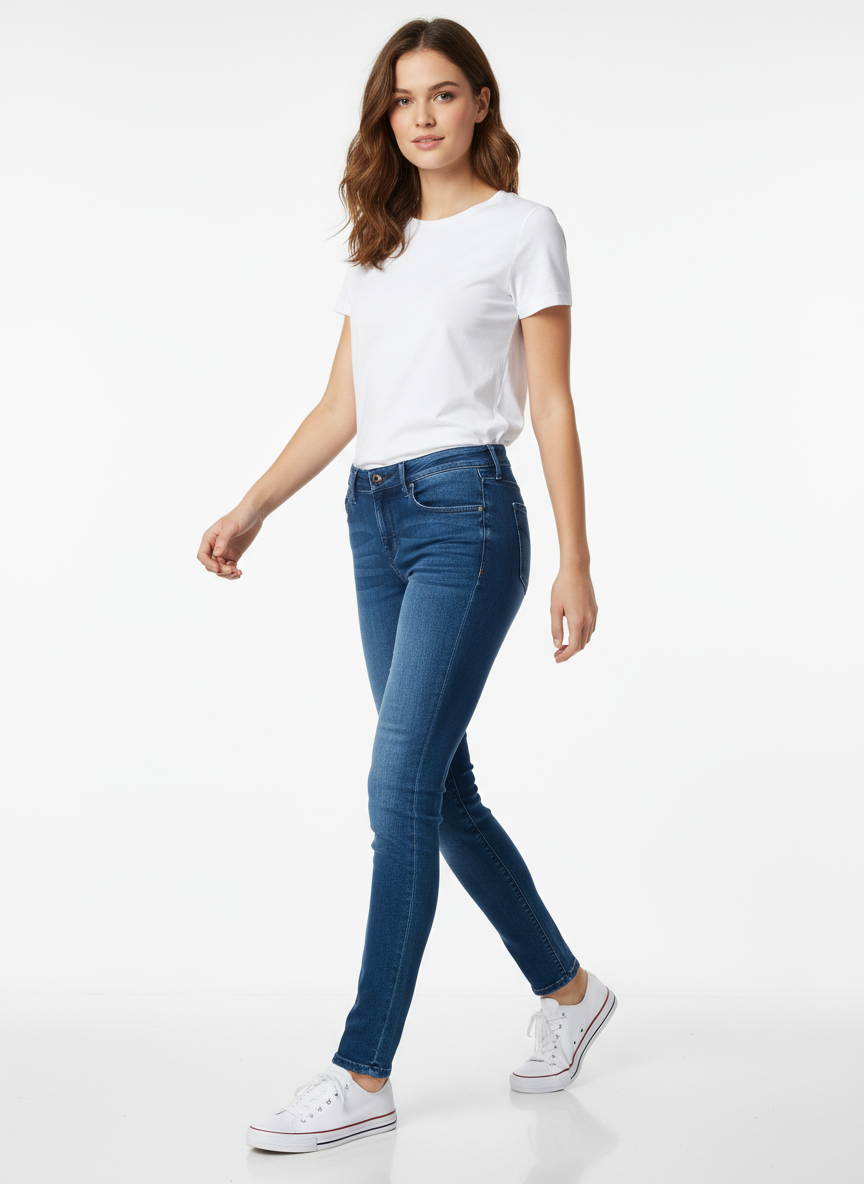 Jean CK femme pose dynamique