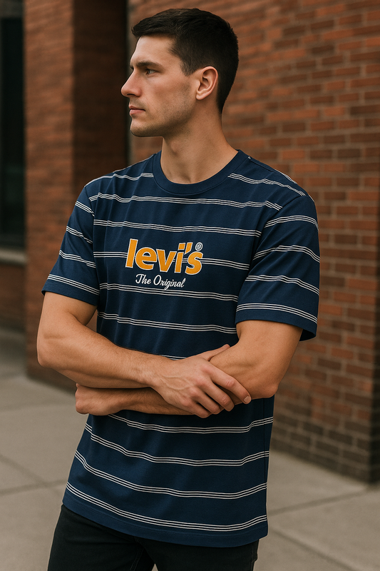 T-shirt Levi's rayé homme coupe vintage fit taille XL style rétro