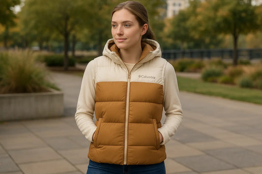 Photo lifestyle outdoor doudoune Columbia portée