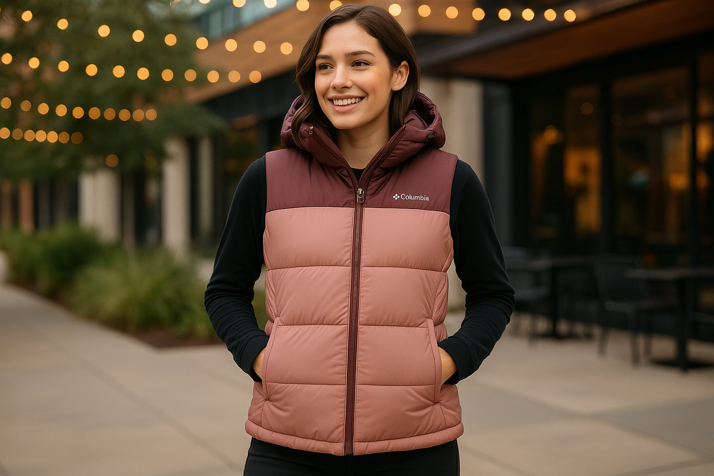 Photo lifestyle outdoor doudoune Columbia portée