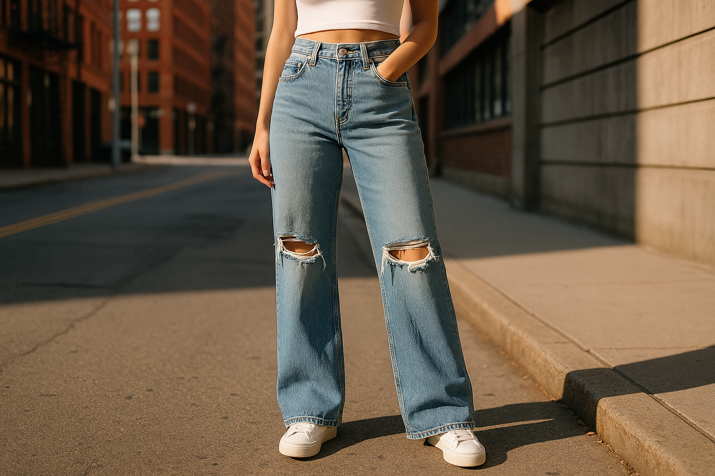 Photo lifestyle urbaine jean vintage