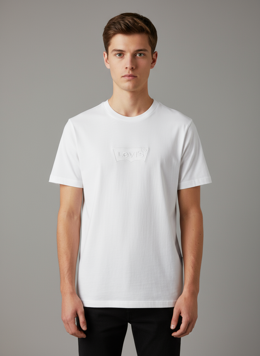 T-shirt Levi's blanc - Vue de face avec logo brodé